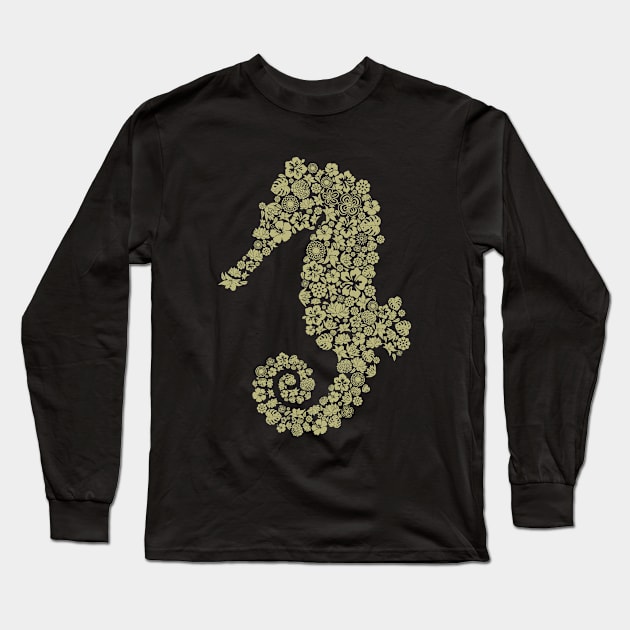 Sea horse flower illustration Long Sleeve T-Shirt by Mako Design 